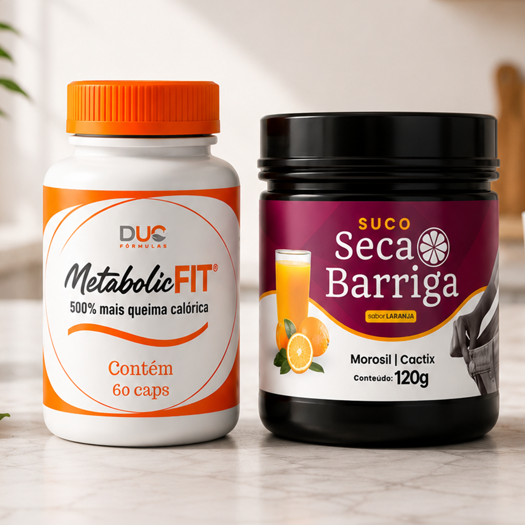 Kit Detox + Termogênico — Suco Seca Barriga + Metabolic Fit | Manipulado