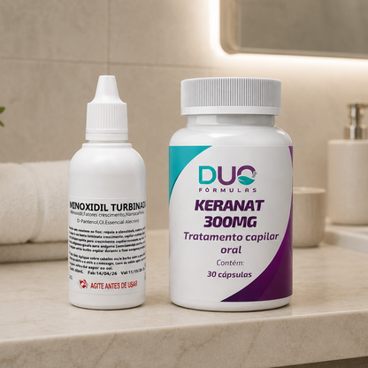 Kit Crescimento Capilar — Minoxidil Turbinado + Keranat | Manipulado