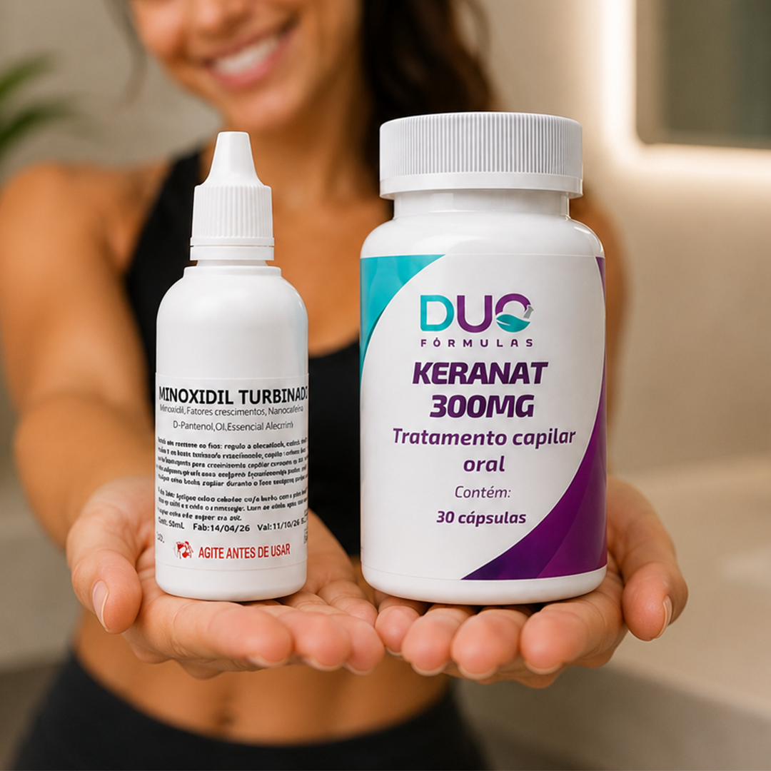 Kit Crescimento Capilar — Minoxidil Turbinado + Keranat | Manipulado
