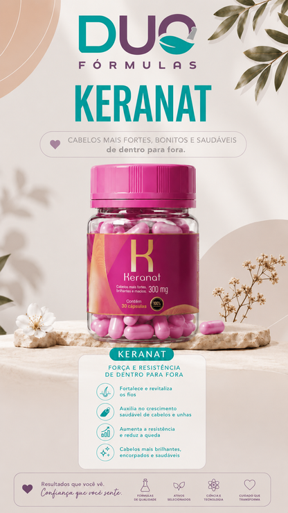 Keranat 150mg – Suplemento para Crescimento Capilar | Reduz Queda, Fortalece e Dá Brilho aos Cabelos