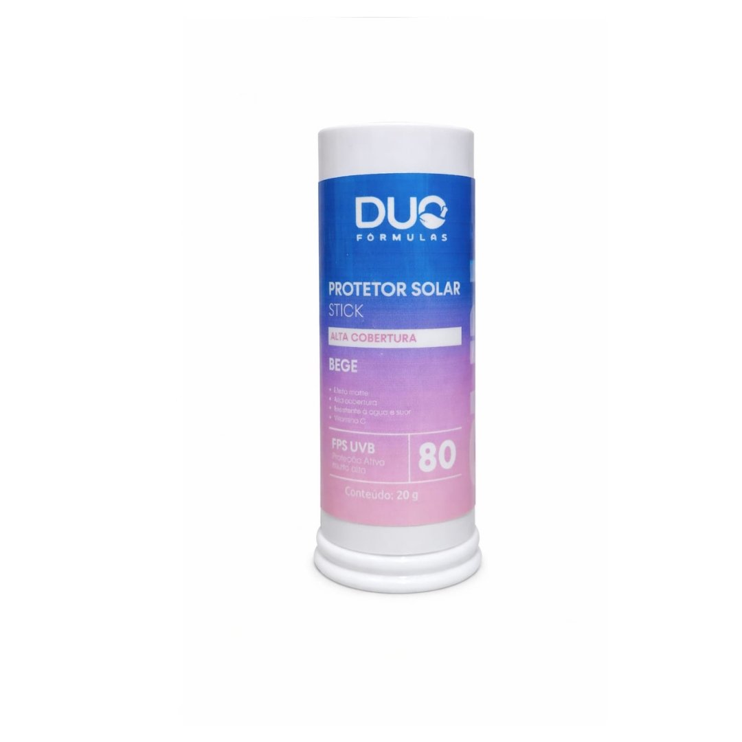 Protetor Solar Stick FPS 80 UVB Bege Alta Cobertura com Vitamina C | Efeito Matte | Resistente à Água | 20g