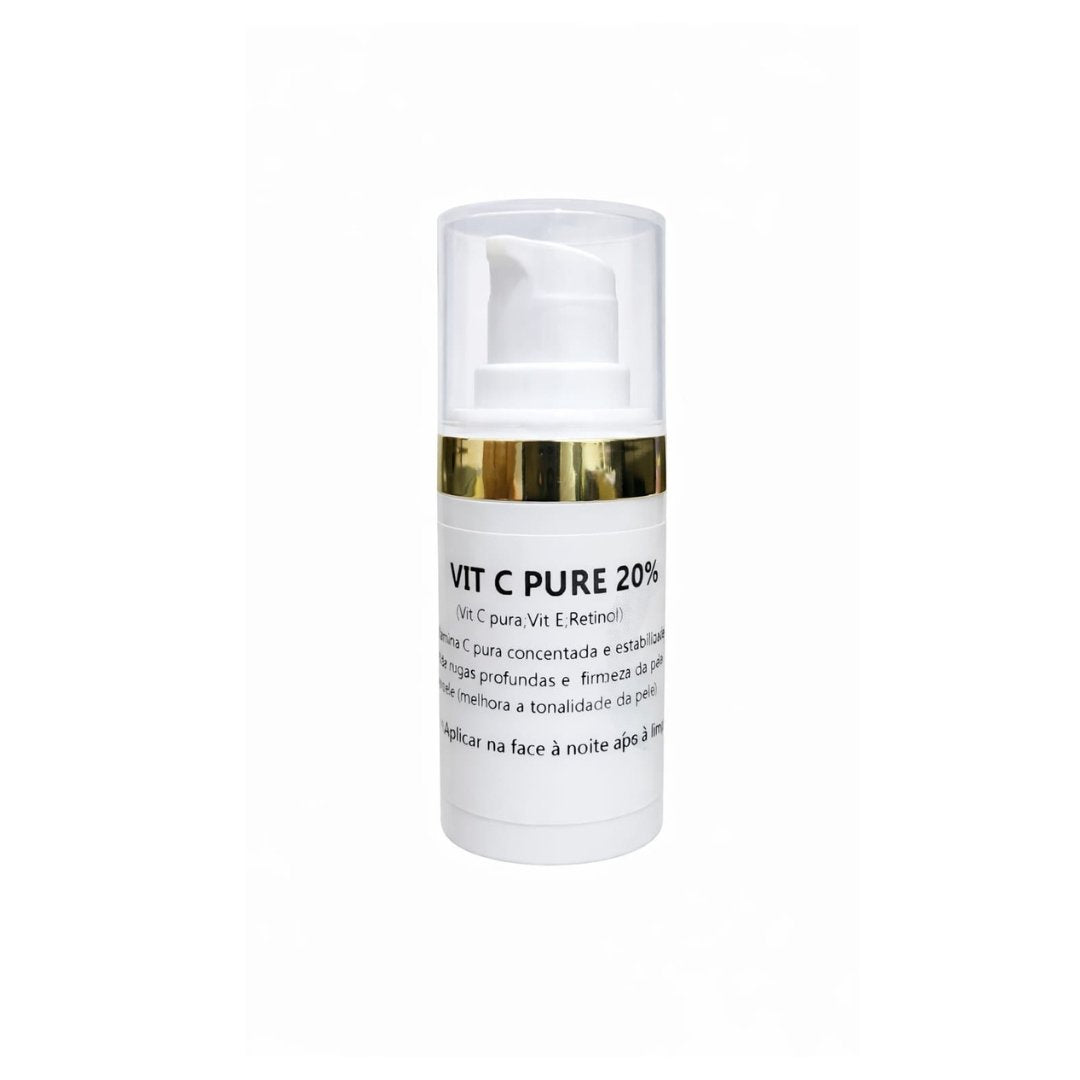 Vitamina C Pura 20% Facial com Vitamina E e Retinol | Anti-Idade Clareador | Firmeza da Pele