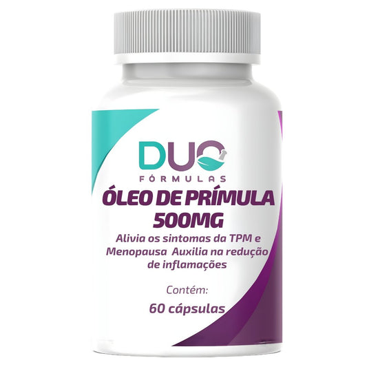 Óleo de Prímula 500mg – Alívio Natural da TPM e Menopausa | 60 Cápsulas